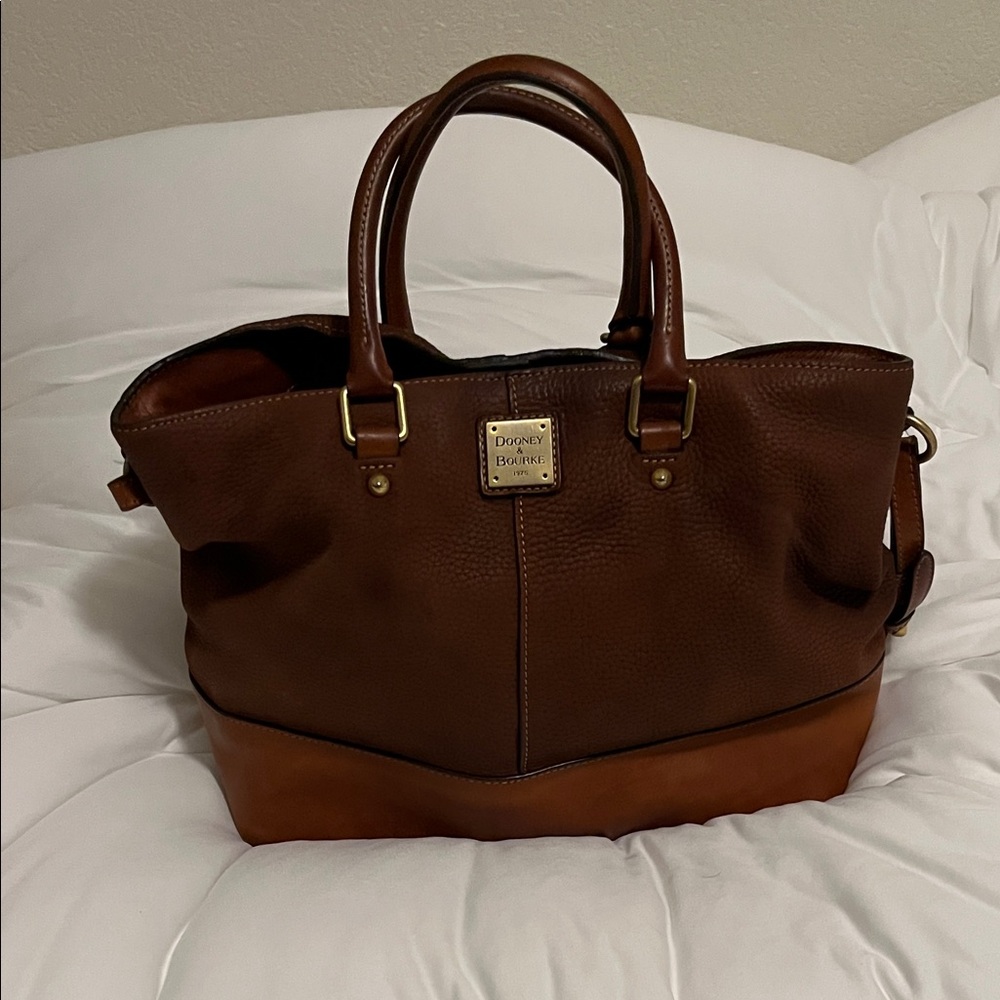 Dooney & Bourke Two-Tone Brown Leather Duffel Tote
